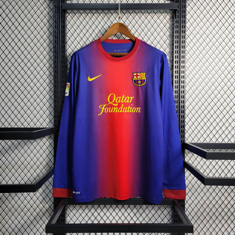 MANGA LONGA BARCELONA HOME 2012/13 - NIKE RETRO MASCULINO - AZUL/VERMELHO