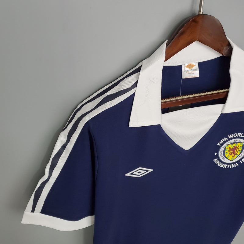 ESCOCIA HOME 1978 - UMBRO RETRO MASCULINO - AZUL/BRANCO