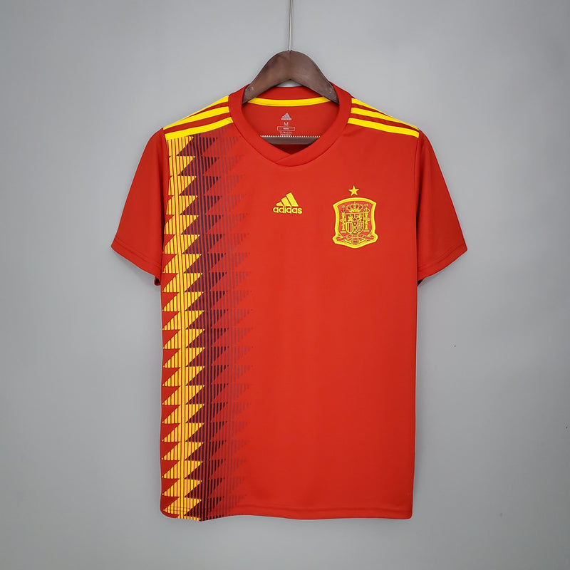 ESPANHA HOME 2018 - ADIDAS RETRO MEN`S - VERMELHO/AMARELO