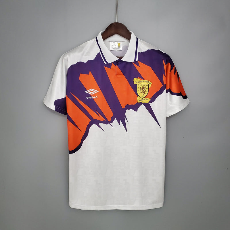 ESCOCIA AWAY 1991 - UMBRO RETRO MASCULINO - BRANCO/LARANJA