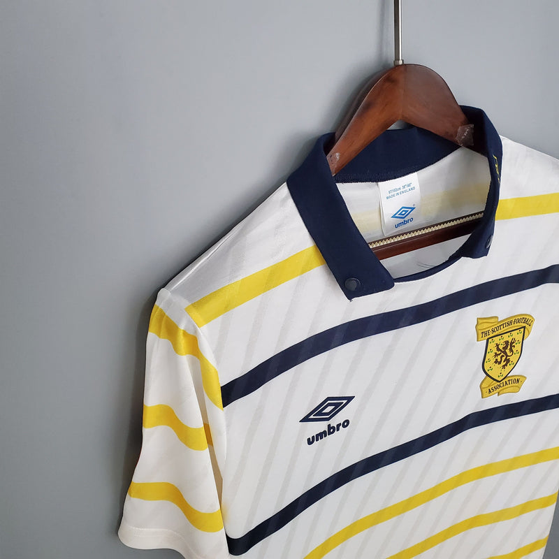 ESCOCIA AWAY 1988 UMBRO RETRO MASCULINO - BRANCO/AMARELO