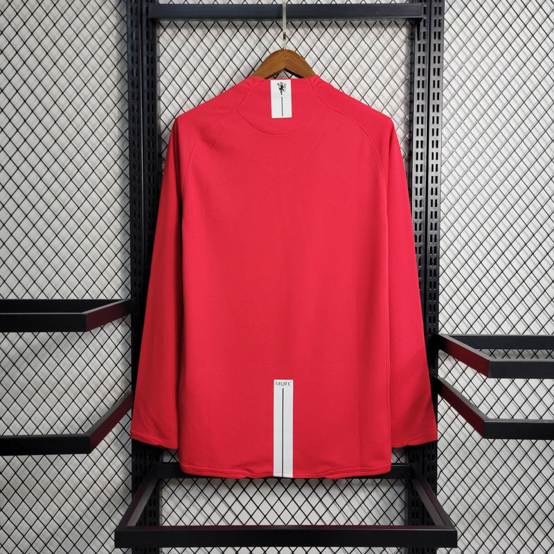 LONG SLEEVE MANCHESTER UNITED HOME 2007/08 - NIKE RETRO MEN`S - RED