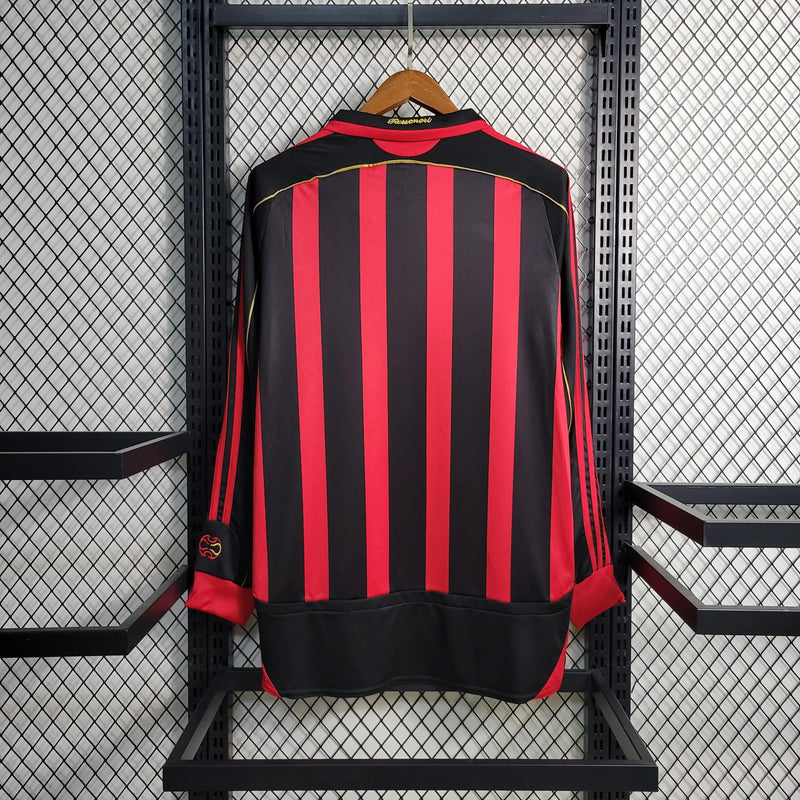 LONG SLEEVE MILAN HOME 2006/07 - ADIDAS RETRO  MEN`S - RED/BLACK