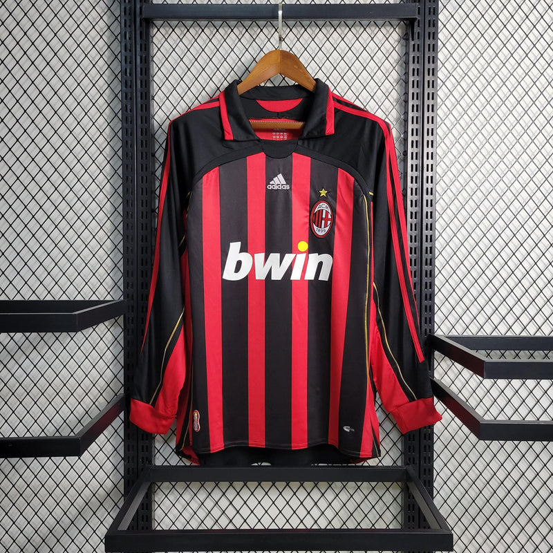 LONG SLEEVE MILAN HOME 2006/07 - ADIDAS RETRO  MEN`S - RED/BLACK