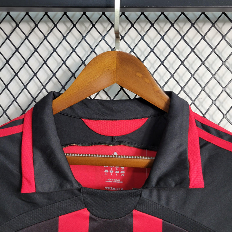 LONG SLEEVE MILAN HOME 2006/07 - ADIDAS RETRO  MEN`S - RED/BLACK