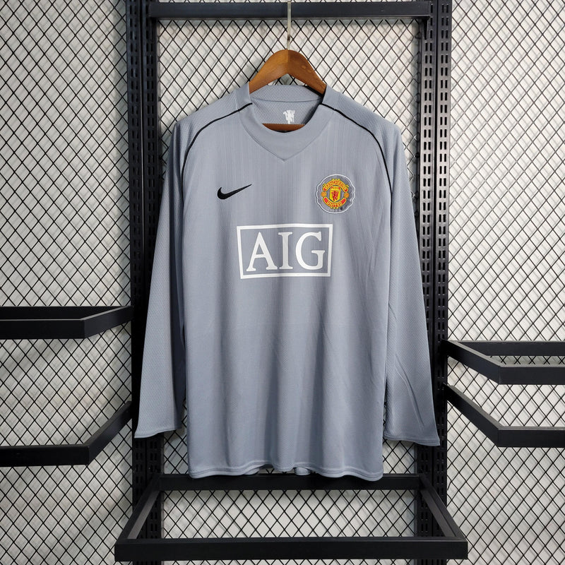 LONG SLEEVE MANCHESTER UNITED GOLEIRO 2007/08 - NIKE RETRO MEN`S - CINZA