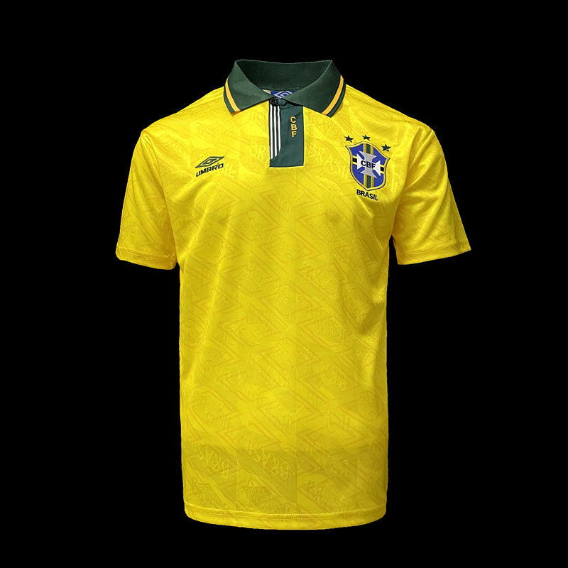 BRASIL HOME 1991/93 - UMBRO RETRO MEN`S - YELLOW/GREEN