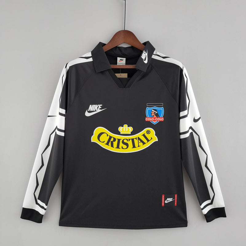 MANGA LONGA COLO-COLO AWAY 1995 - NIKE RETRO MASCULINO - PRETO/BRANCO