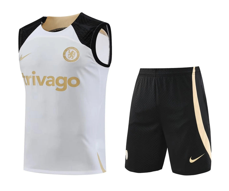 KIT DE TREINO SEM MANGAS CHELSEA 23/24 - BRANCO/PRETO