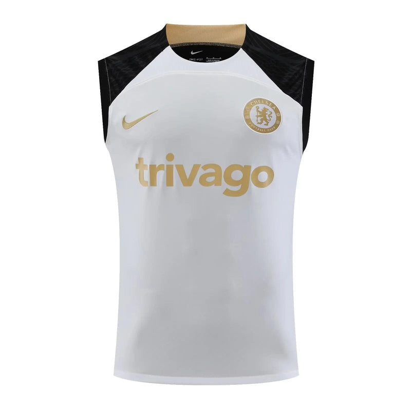 KIT DE TREINO SEM MANGAS CHELSEA 23/24 - BRANCO/PRETO